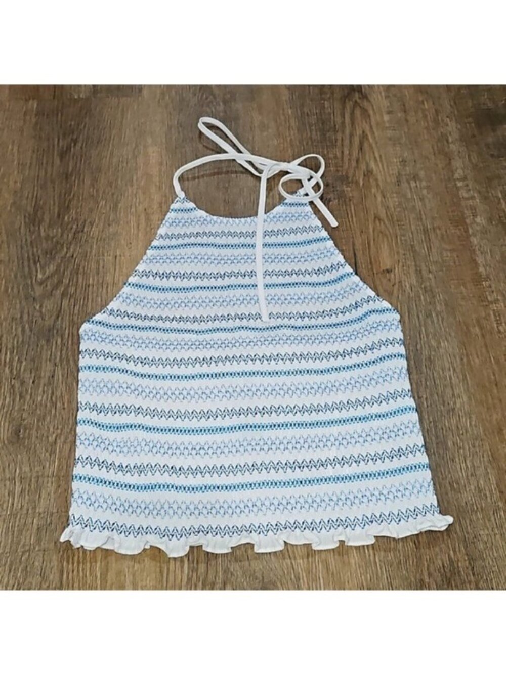 90s Y2K Smocked Halter Crop Top Size Small NWOT